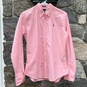 Ralph Lauren Womens Oxford Pink Chambray Sz 8 Cotton Slim Fit